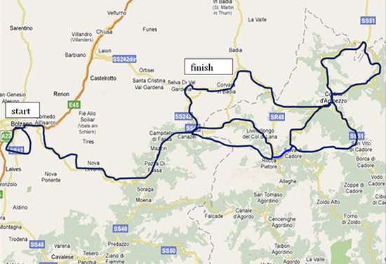 Dolomites Tour 2017 Map